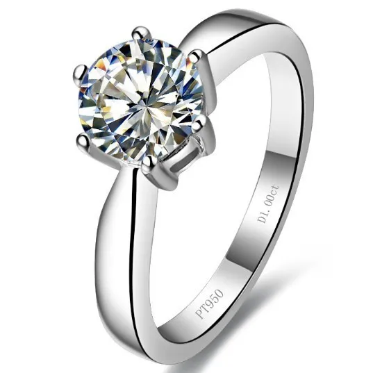 

Solid 18K White Gold Classic Crown Customized Genuine 1Ct Moissanite Designer Ring for Women Moissanite Test As Real Verify
