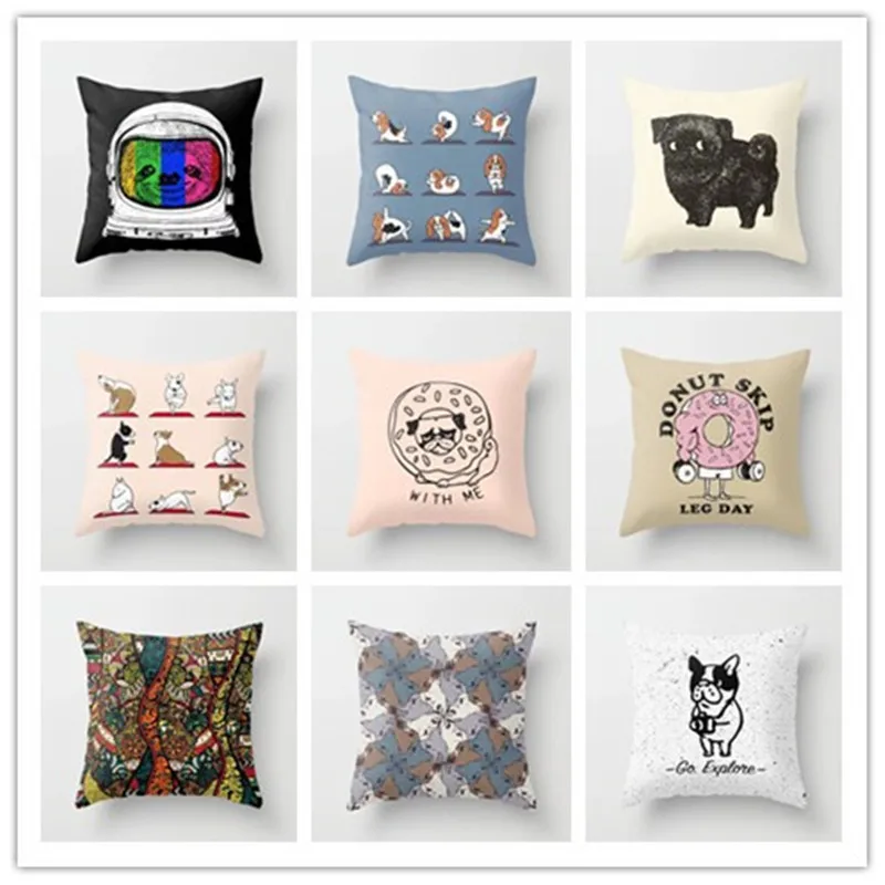 Декоративная наволочка для подушки с изображением животных собак хлопок