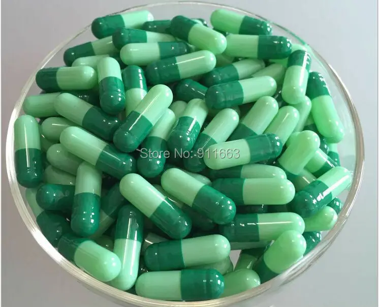 

2# 500pcs, green-light green gelatin empty capsules, hard empty capsules!(Joined or seperated capsules available!)
