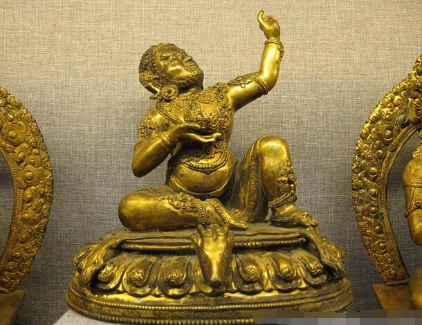 10 &quotТибетский буддизм 100% бронза 24K золото Mahasiddha Mahayana тантрическая статуя Будды
