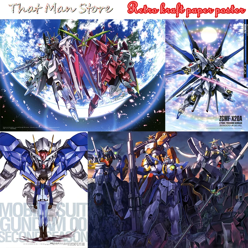 Игровые настенные наклейки GUNDAM украшение для дома постер из крафт бумаги высокой