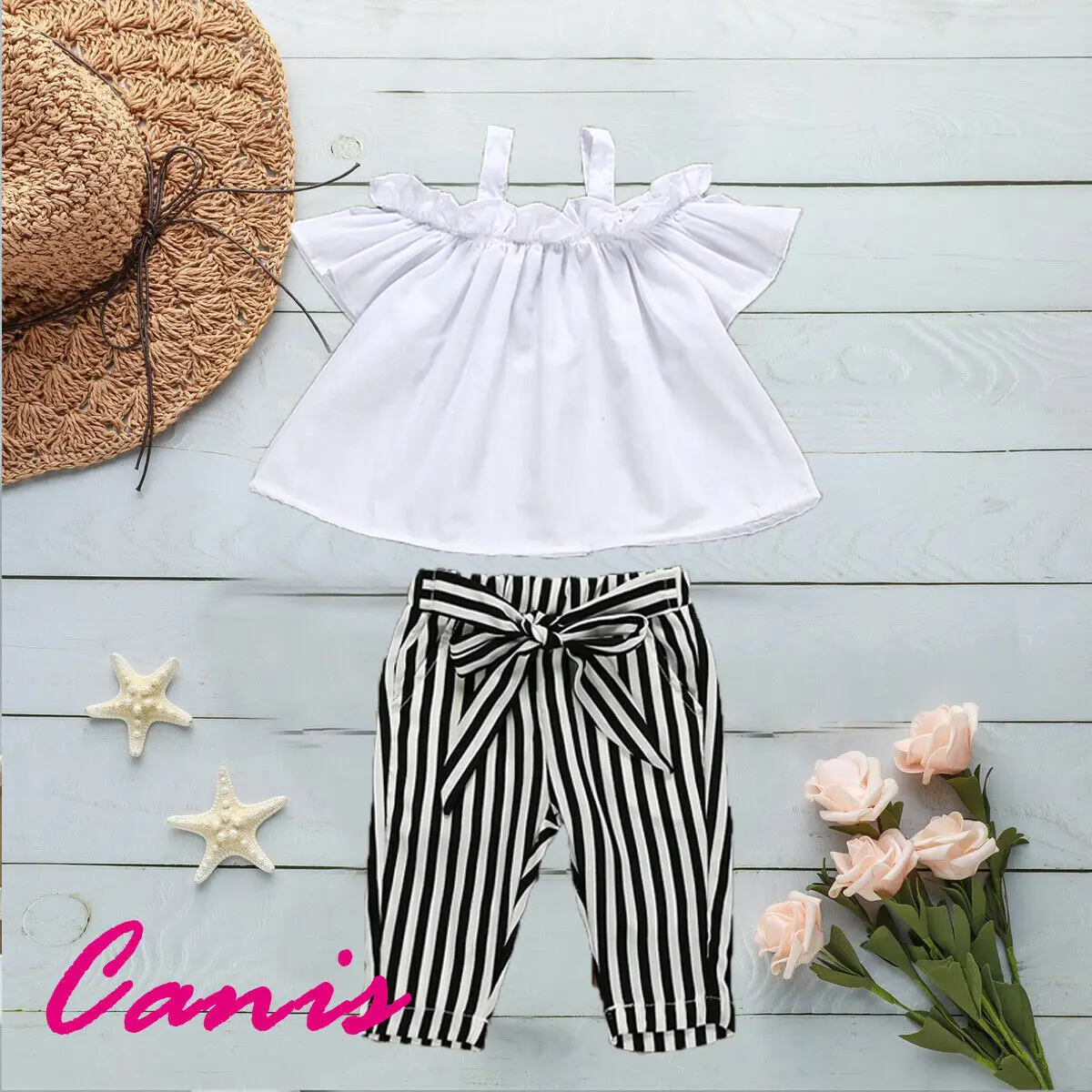 Комплект из 2 предметов Новинка Модная белая рубашка на бретельках для маленьких