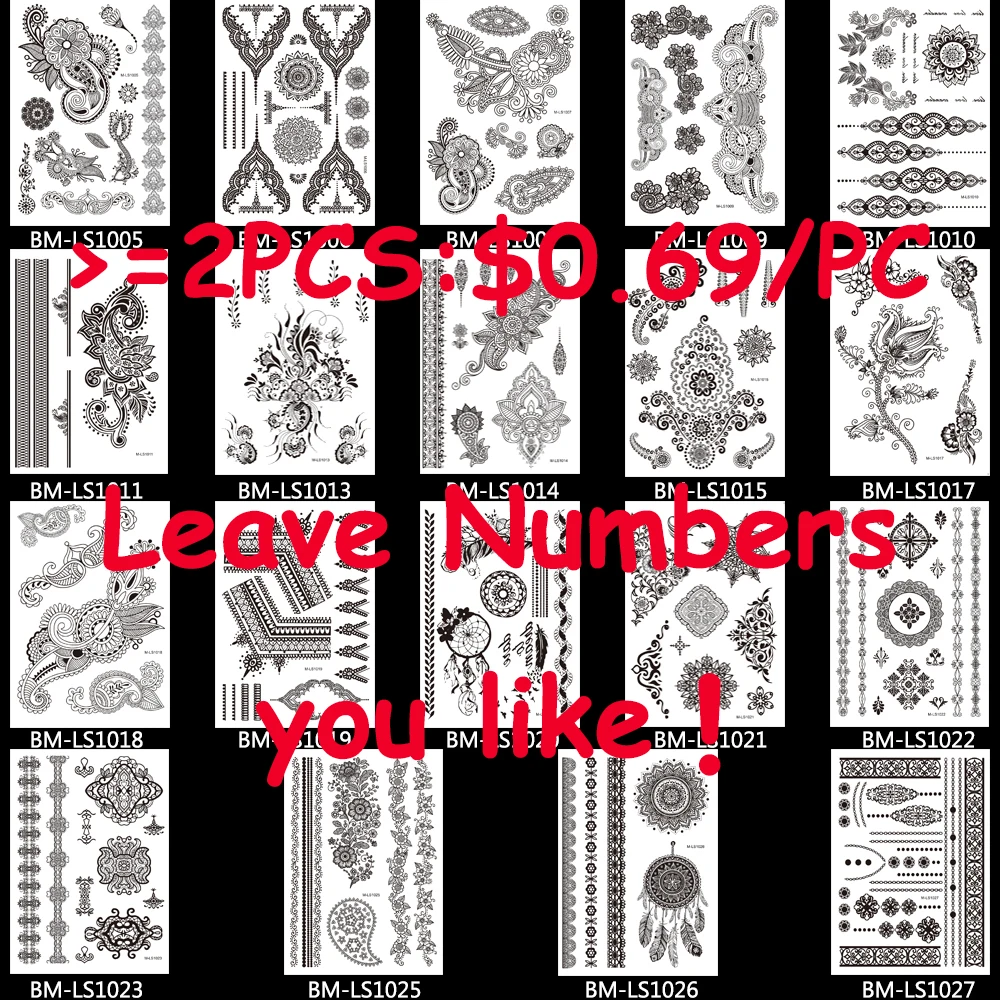 1 шт. новый дизайн черная поддельная Водонепроницаемая татуировка Женская