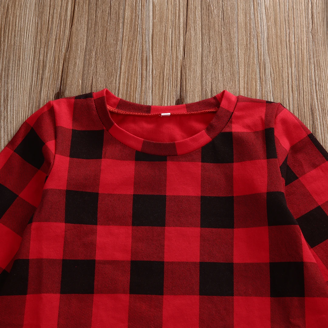 2017 New Baby Kids Girls Dress Casual Checked Long Sleeve Cotton Red Cute Party Princess Dresses A-line Girl Clothes | Детская одежда и