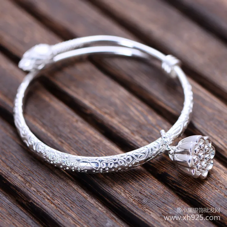 925 sterling silver jewelry Sterling Silver small lotus flower bracelet female models shipping