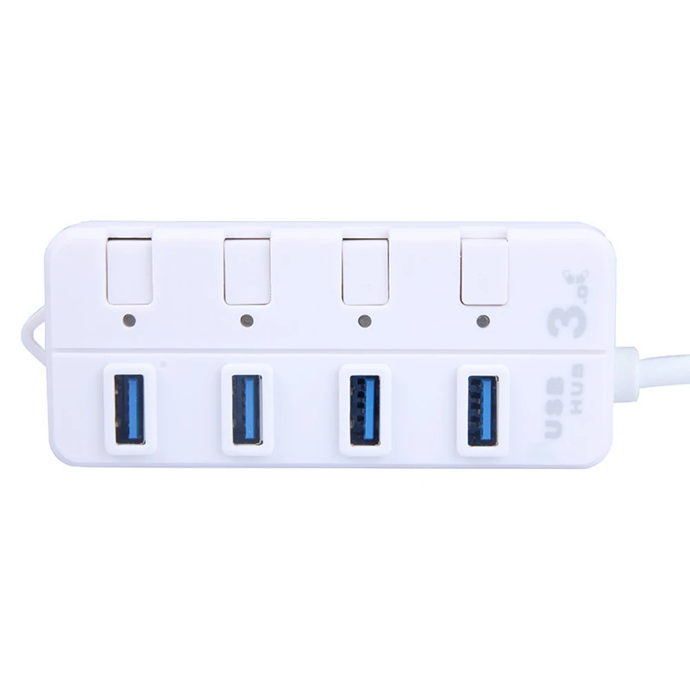 USB 3,0 концентратор супер скорость 5 Гбит/с 4 порта USB 3,0 концентратор с переключателем ВКЛ/ВЫКЛ для Windows Mac OS Linux ПК ноутбук