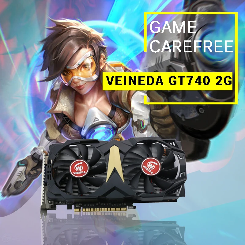 VEINEDA, видео карта,, новые графические карты GT740, 2 Гб, GDDR5, 128 бит, 740, HDMI, VGA