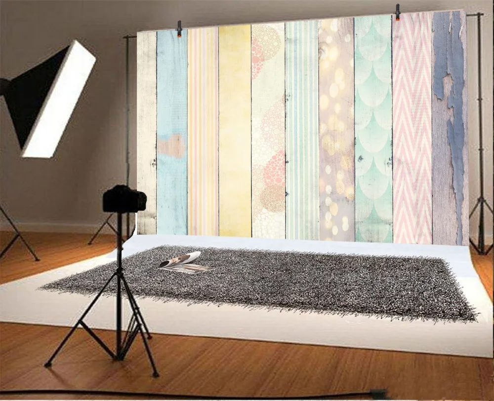 Laeacco Colorful Planks Wooden Board Pet Doll Texture Portrait Photography Backgrounds Photographic Backdrops For Photo Studio |