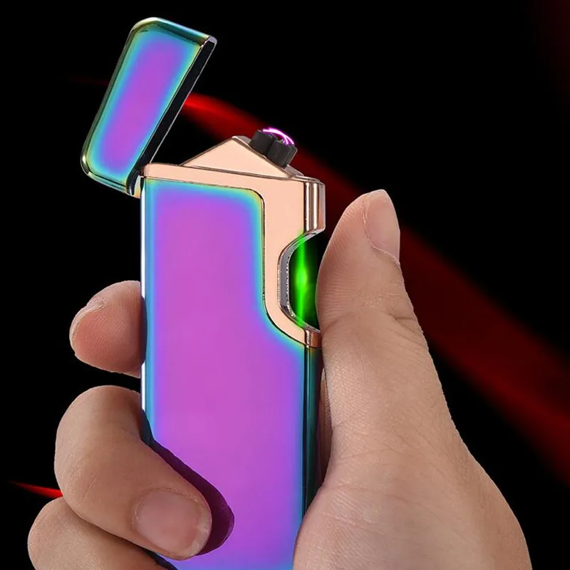 Инфракрасная Индукционная зажигалка USB зарядка двойная дуга ветрозащитная