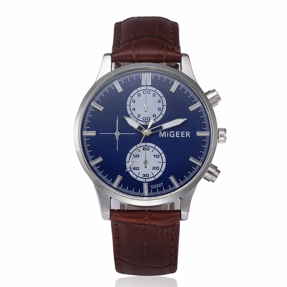 Кожаный ремешок в стиле ретро аналоговые кварцевые наручные часы из сплава