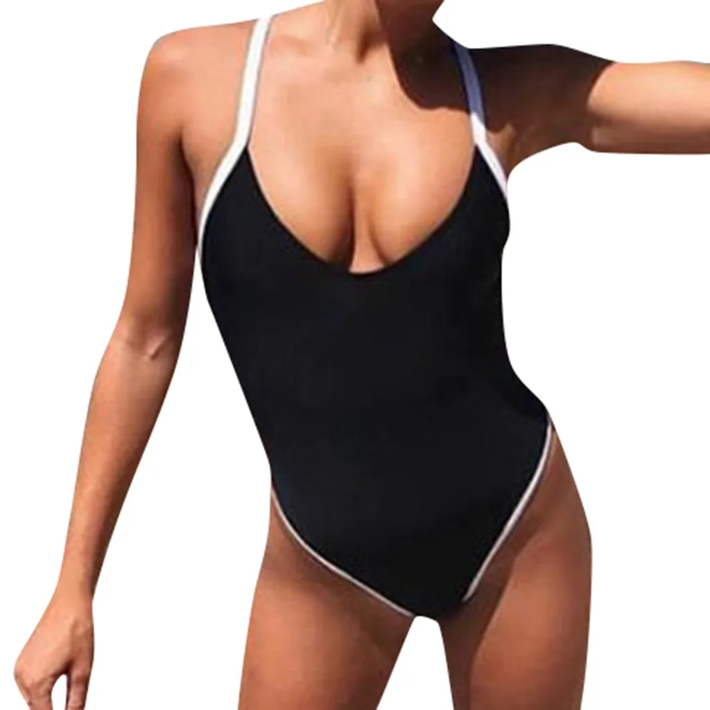 2019 новый летний женский однотонный бикини набор пуш-ап цельный с принтом пляж