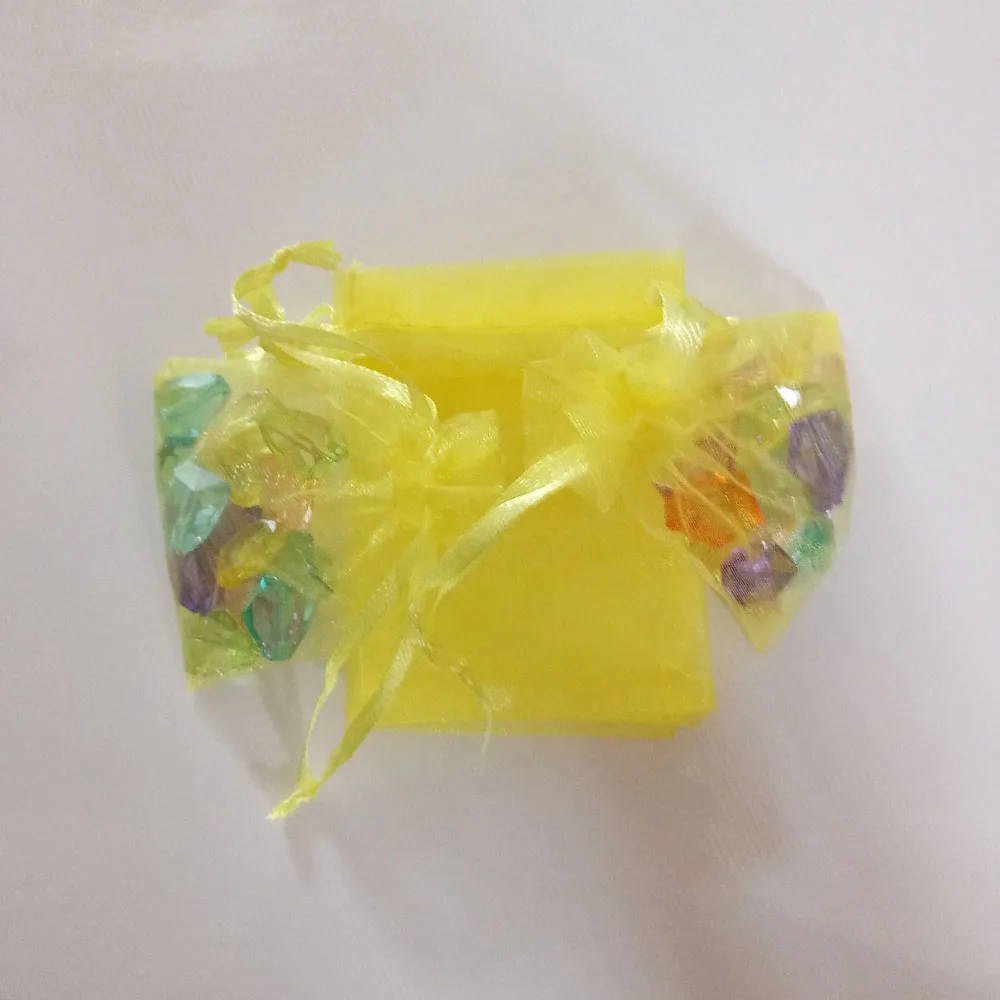 

Желтая Сумка из органзы, 100 шт., упаковка для ювелирных изделий, сумка для ювелирных изделий, подарочные сумки, свадебная сумка на шнурке, Жен...