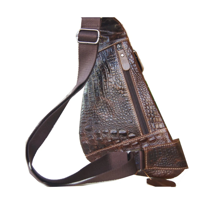 Модные мужские нагрудные сумки из натуральной кожи с крокодиловым узором сумка