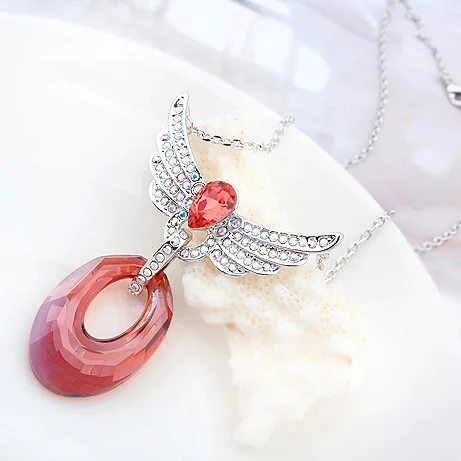 Высокого качества с украшением в виде кристаллов от Swarovski крылья крупное колье