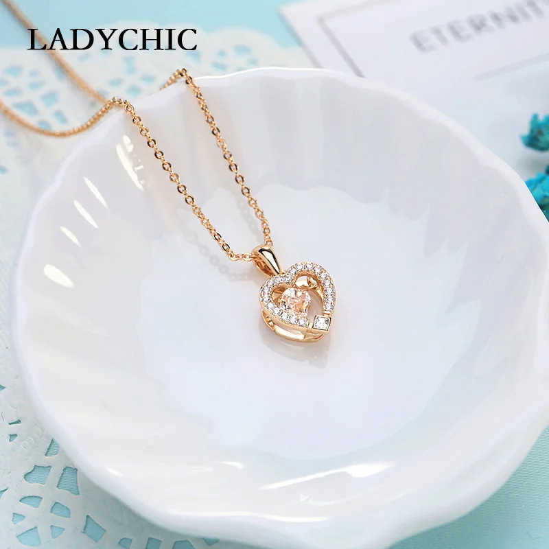 LADYCHIC высокое качество австрийский кристалл золотой цвет сердце ожерелье