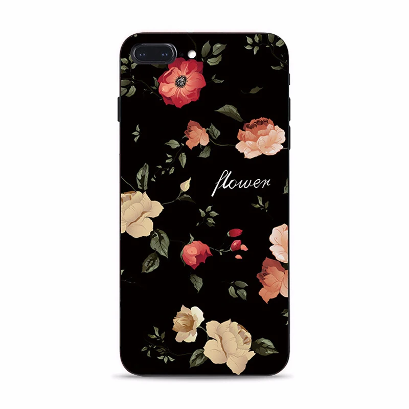 Рельефный цветок кремния чехол для iPhone 7 8 плюс Роза Цветочные листья X 6 s 5 5S SE