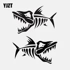 YJZT 12,5 см * 7,7 см * 2, автомобильная наклейка со скелетом в виде рыбьей кости, Виниловая наклейка для рыбалки, художественный декор, черныйсеребристый цвет