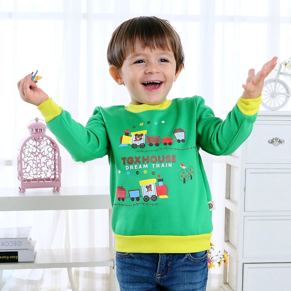 

Kids Boys Sweatshirt Children's Clothes Cute train Baby Sweaters Autumn Winter Thicken Children Clothing Suitable for 6M-4Y