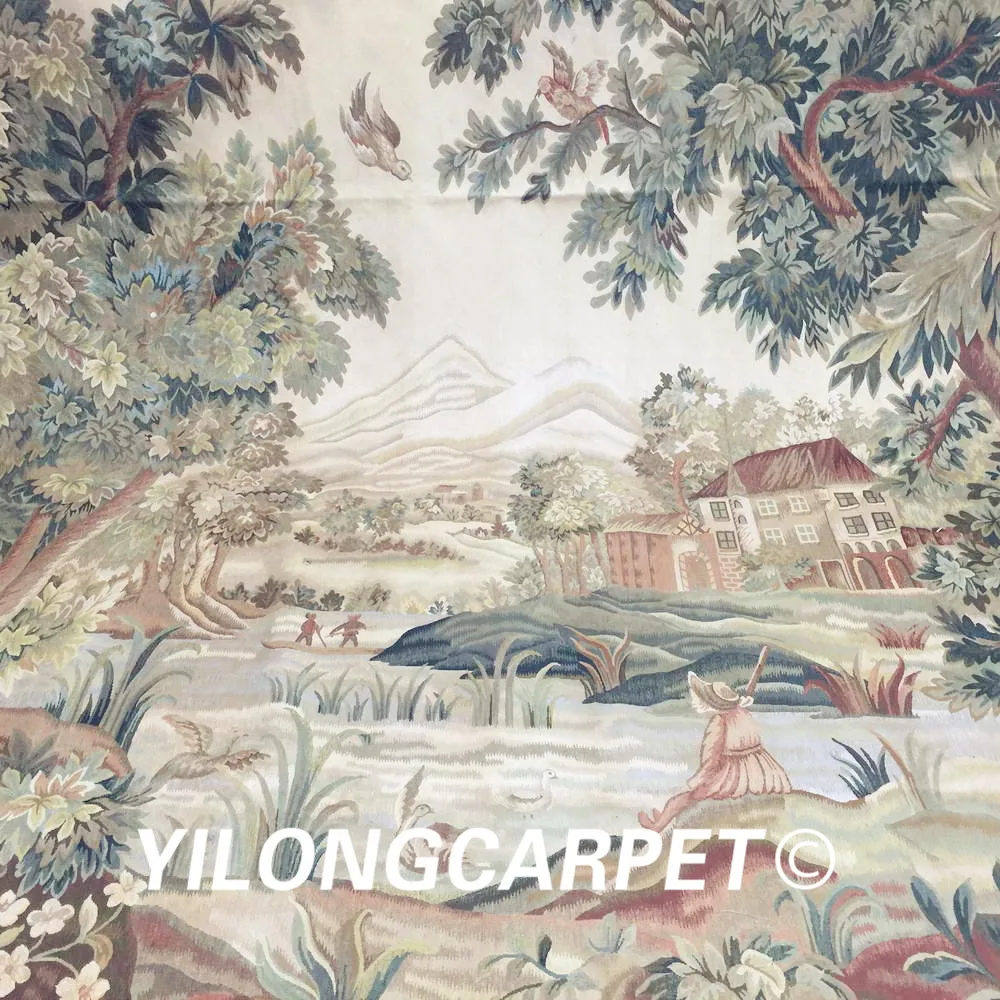 Kopen Yilong 9.5 'x12. 5' Nieuwe Muur Opknoping Aubusson Wandtapijten Pure Wol Handgemaakte Wollen Tapestry (Au44-9.5x12.5)