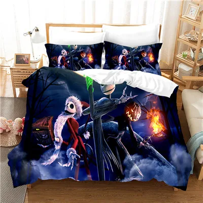 7 3D print Bedding set Halloween Cartoon Skull Nightmare Before Christmas friends' gift Duvet cover set Home Textiles - Цвет: 7