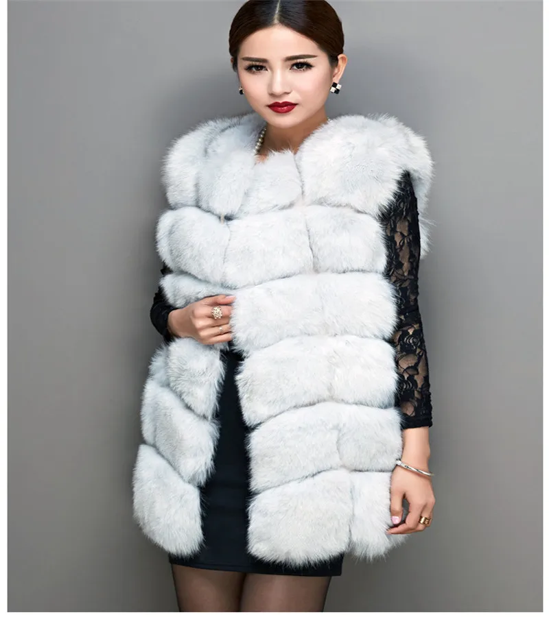 Жилет из лисьего меха новинка 2018 Модный зимний женский жилет натурального 70 см
