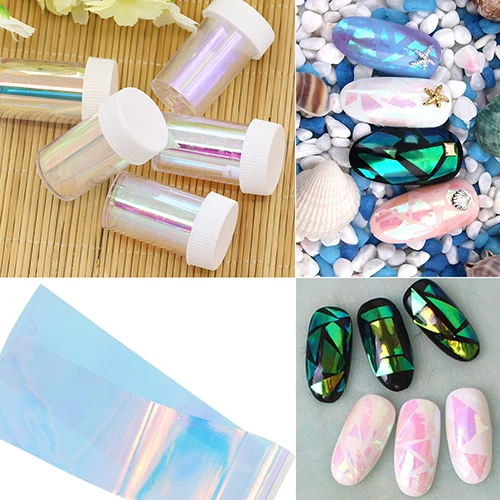 5x Clear Aurora Nail Art Glitter Foils Transfer Sticker Paper Manicure Tool | Красота и здоровье