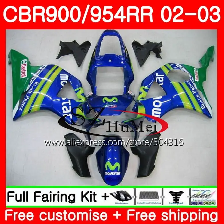 

Body For HONDA CBR900RR CBR 954 RR CBR900 RR RR 55SH5 CBR 900RR CBR954RR 02 03 CBR 954RR Movistar Blue CBR9542002 2003 Fairings