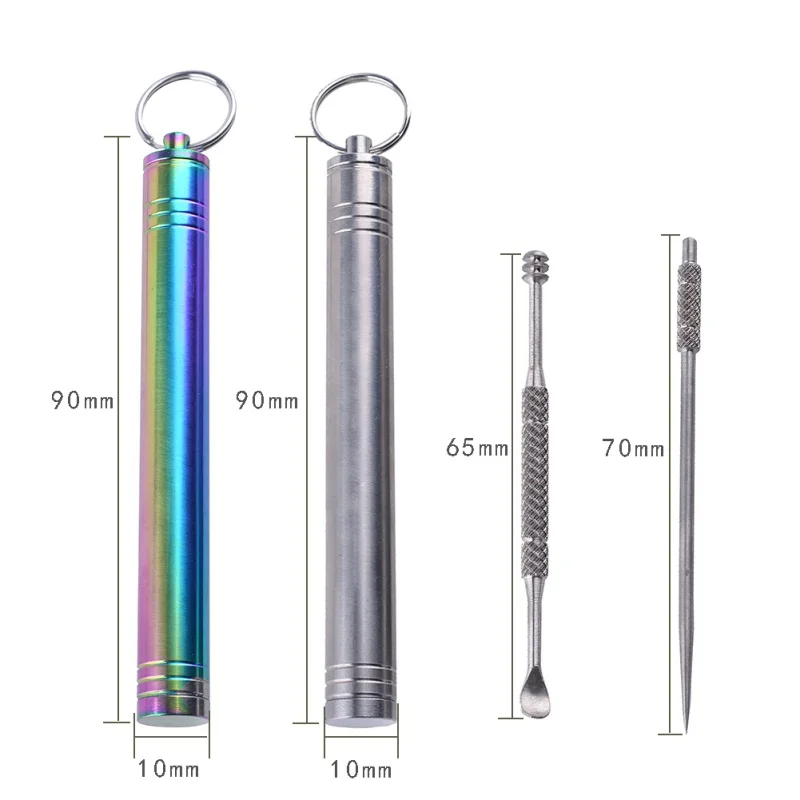 

Titanium Alloy Ear spoon Toothpick Trave Kit Tableware Dinnerware Sets Fruit Picks Toothpick Rust-resistance Outdoor Tools