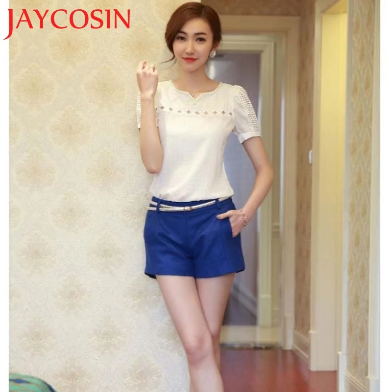 2017 Marketing Hot 1 PC Lady Women Lace Short Sleeve Shirt V Neck Doll Chiffon Blouse Tops En Mousseline Drop Shipping 711 |