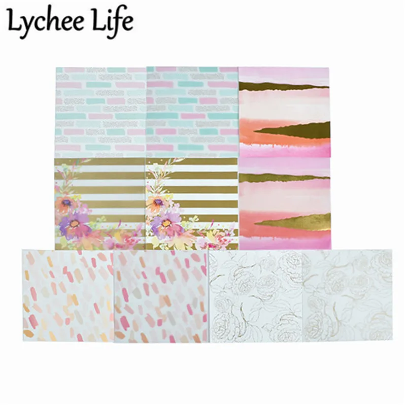 Lychee Life Lovely серия Материал набор бумаги Красочные с цветочным пером сердце напечатанная бумага DIY ручной работы скрапбук крафт бумага