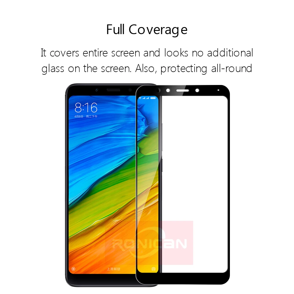 Защитное стекло для Xiaomi Redmi 5 plus защита экрана полное покрытие белый и черный
