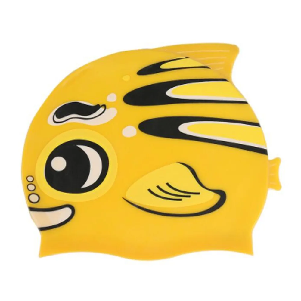 yellow clown fish YFXcreate рыба кошка собака плавать плавание Триатлон кепки водонепроницаемый противоскользящие для детей 200-1023 - Цвет: yellow clown fish