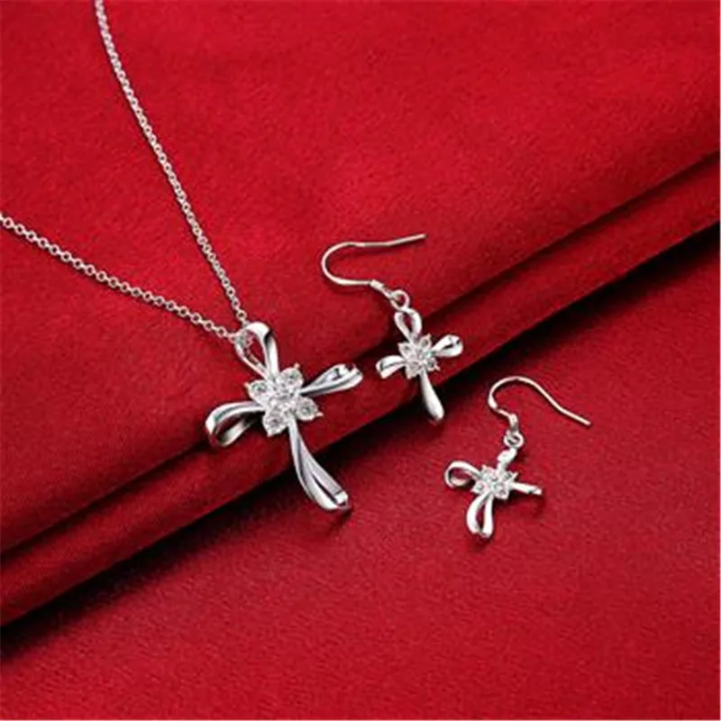 Beatful женский кулон ожерелье китайский узел серьги цирконовые наборы 925