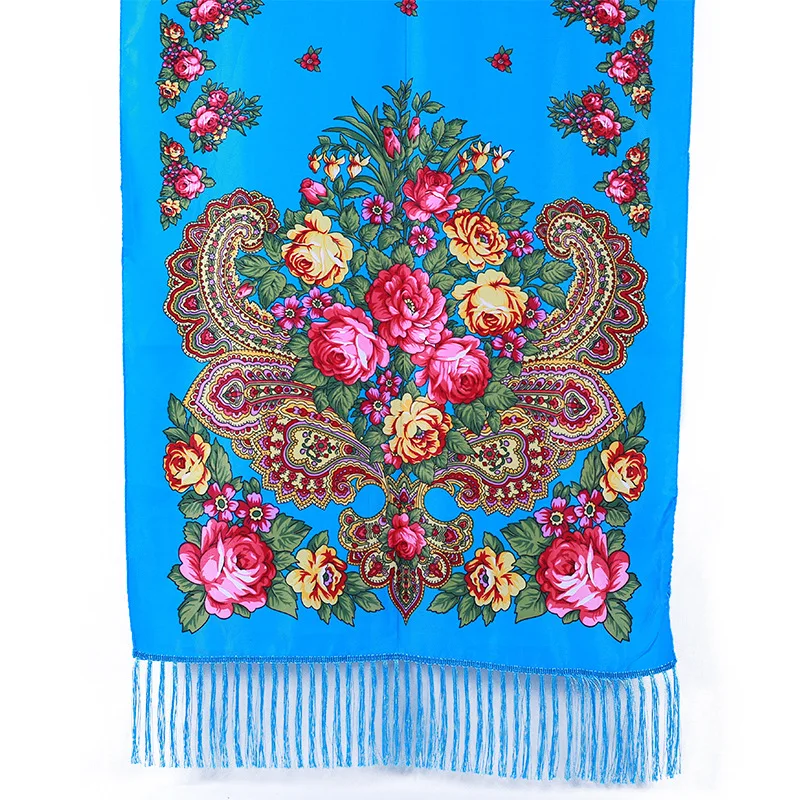 twill silk scarf crinkle hijab Printed long scarf Twill cotton fringed shawl Rose tassel luxury scarf foulard femme musulman