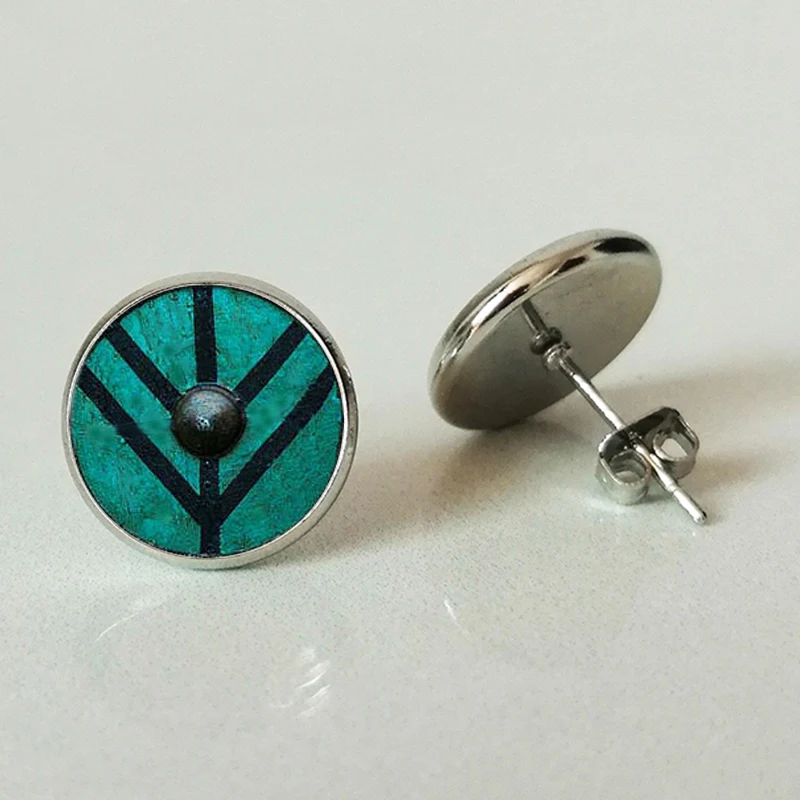 

Constellation compass Viking Shield Glass Stud Earrings women Stud Earrings Jewelry Pendant Stud Earrings