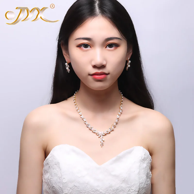 JYX Pearl Jewelry Set 4-9mm White Flat Round Freshwater Necklace &amp Earrings 16.5&quot | Украшения и аксессуары