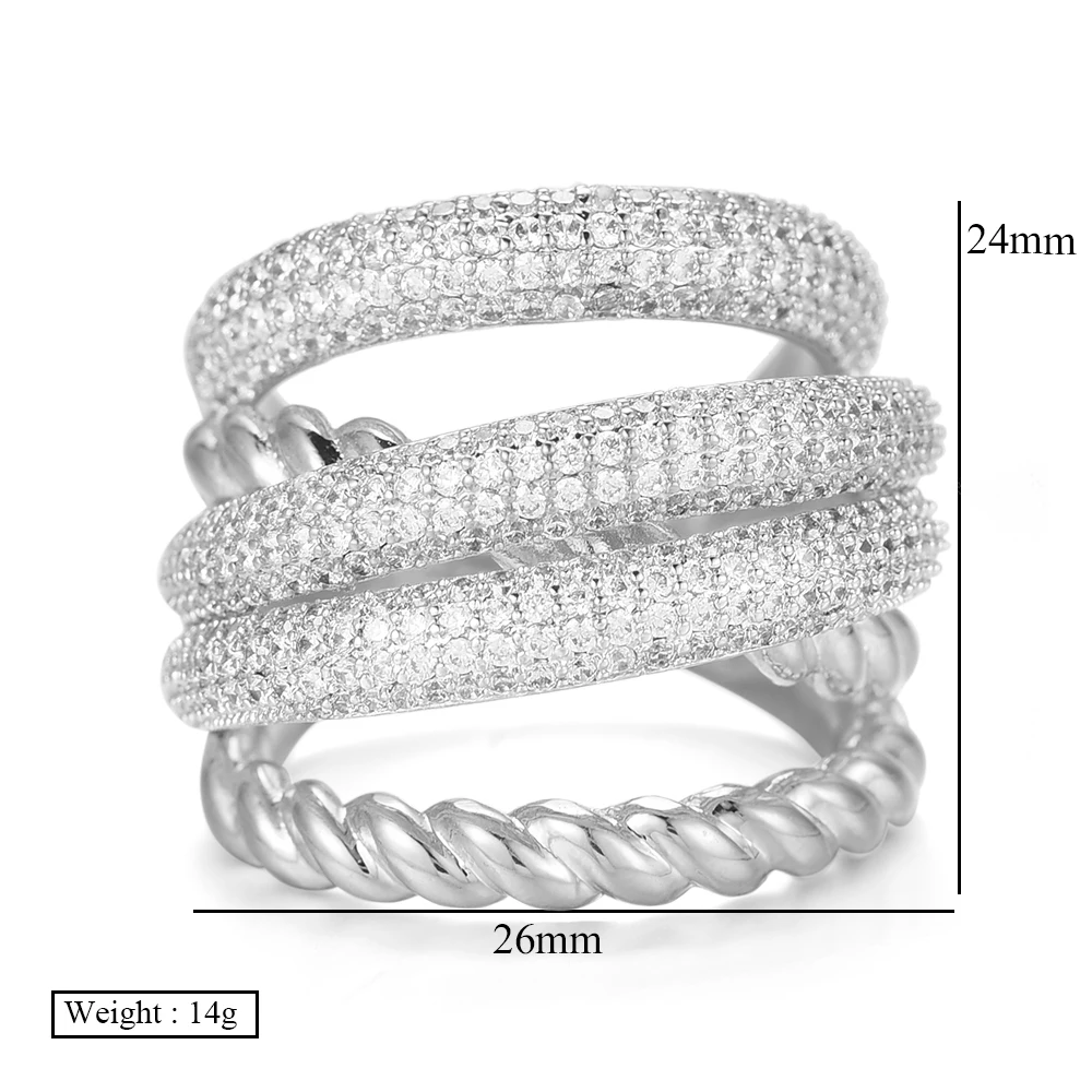 GODKI Роскошные 3 тона крученые слойные шикарные кольца для женщин Свадебные с