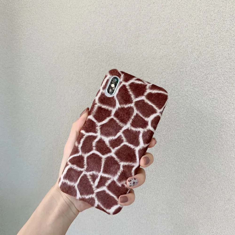 ORYKSZ Leopard Print Phone Case For iPhone 7 8 Plus Luxury Fluffy Plush Cases XR XS Max 6 6S Soft Back Cover |