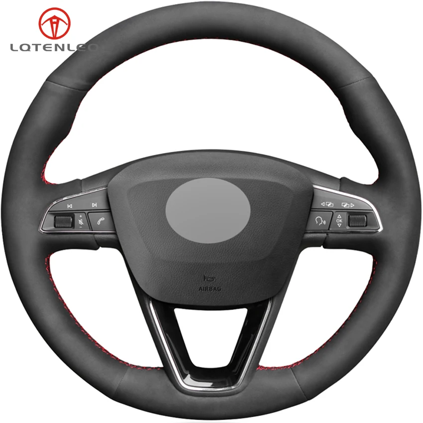 Lqtenleo черная замша DIY автомобиля рулевое колесо Крышка для Seat Leon 5F Mk3 2013- Ibiza 6J Tarraco Арона Ateca Альгамбра