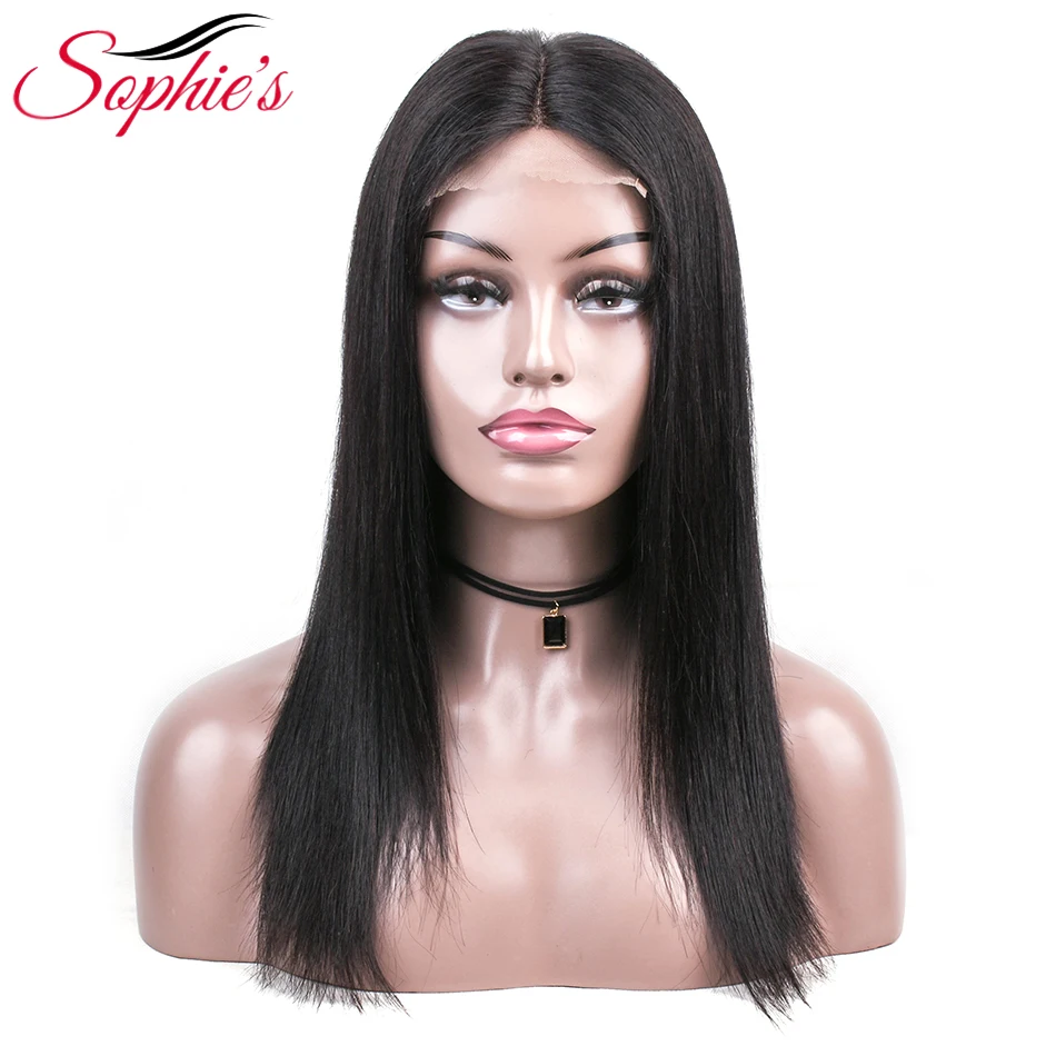 Sophie's бразильские 4*4 Кружева Закрытие человеческих волос парики для черных женщин не-Реми волосы прямые кружевные парики с детскими волосами кружева закрытия