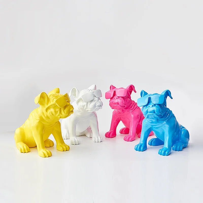 40 5 см очки собака статуя Английский бульдог искусство фигурка Смола ремесло
