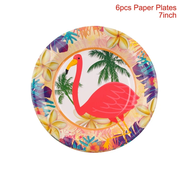 Flamingo Plate QIFU одноразовые партии набор посуды Фламинго Декор летние бассейн вечерние Гавайские аксессуары для вечеринки, дня рождения вечерние Декор детский душ - Цвет: Flamingo Plate