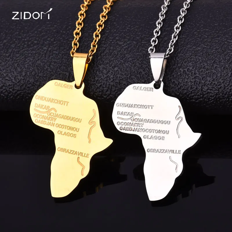 Ожерелье с подвеской в виде карты Африки из нержавеющей стали|Ожерелья