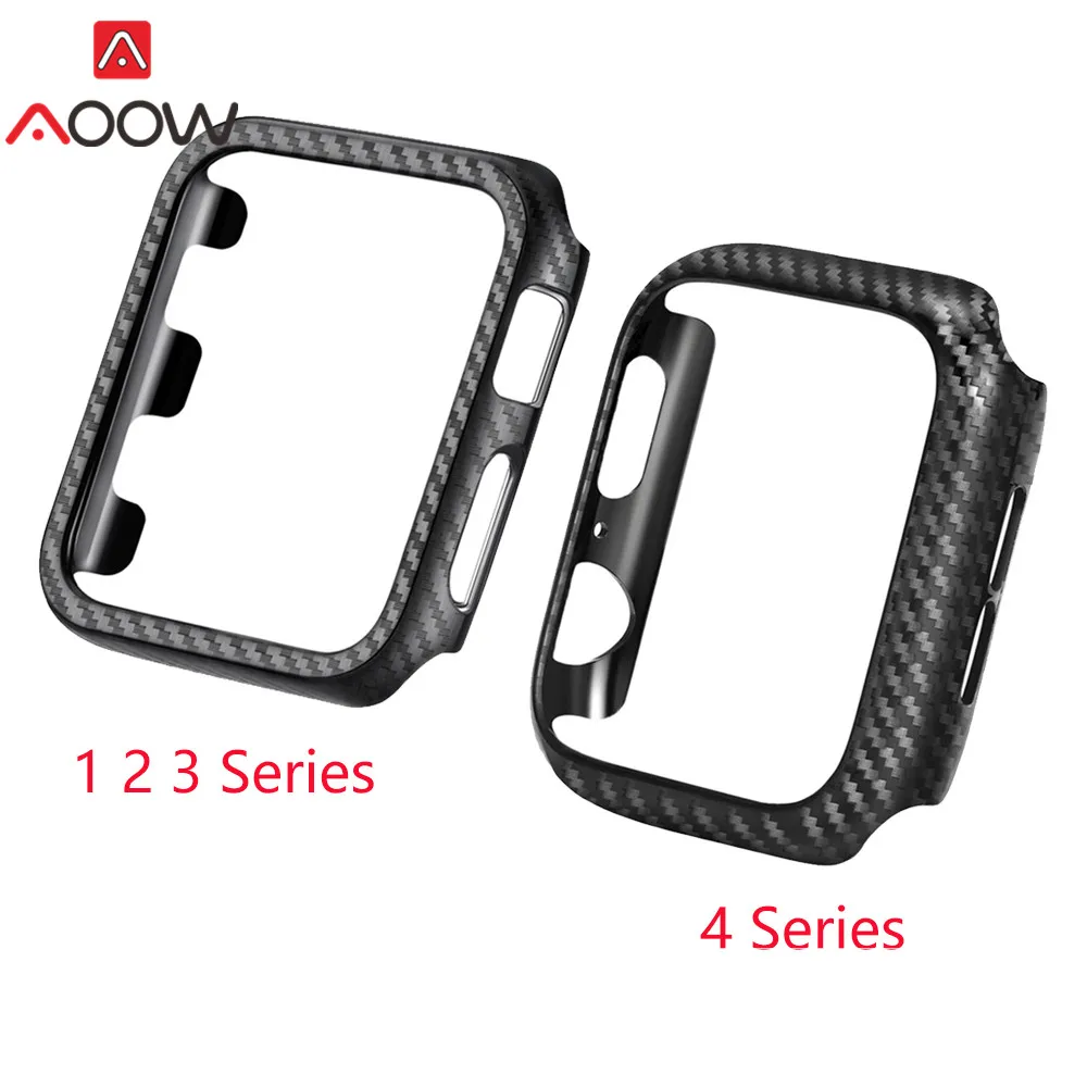 Защитный чехол из углеродного волокна для Apple Watch 38 мм 40 мм 42 мм 44 мм PC Frame полная защитная крышка бампер ремешок для iwatch 1 2 3 4