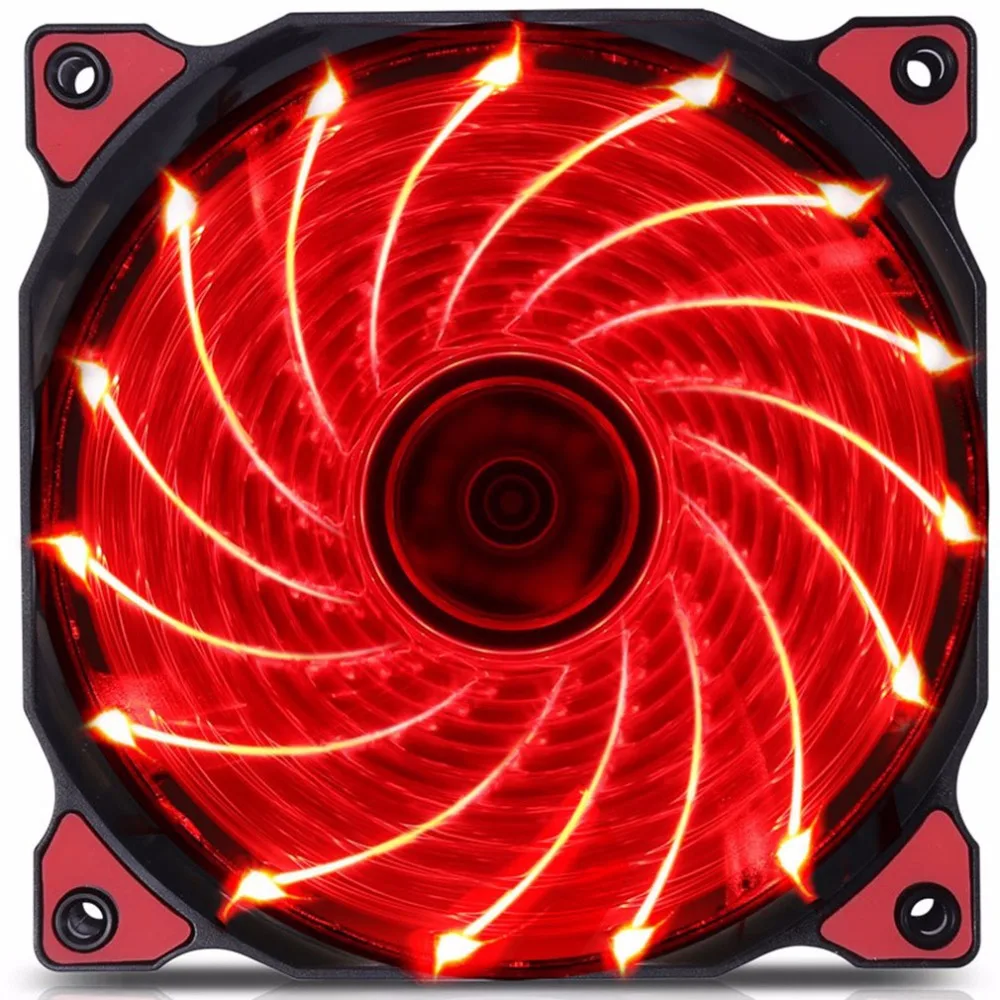 

LED Fan Ultra Silent Computer PC Case Fan 15 LEDs 12V With Rubber Quiet Molex Connector Easy Installed Fan