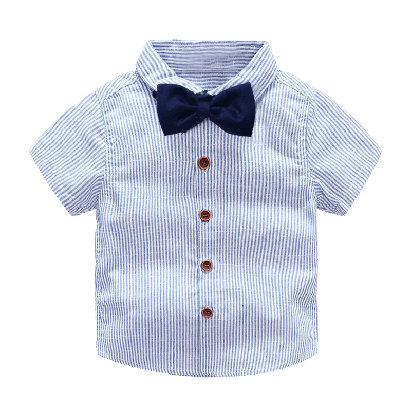 kids boys clothing set gentlemen outfits 2020 summer newborn baby boy bow tie shirt+overall short infant clothes for party wear |