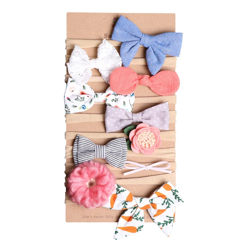 5 комплектов бутика Блестящий Войлок Подсолнух нейлоновые повязки однотонный