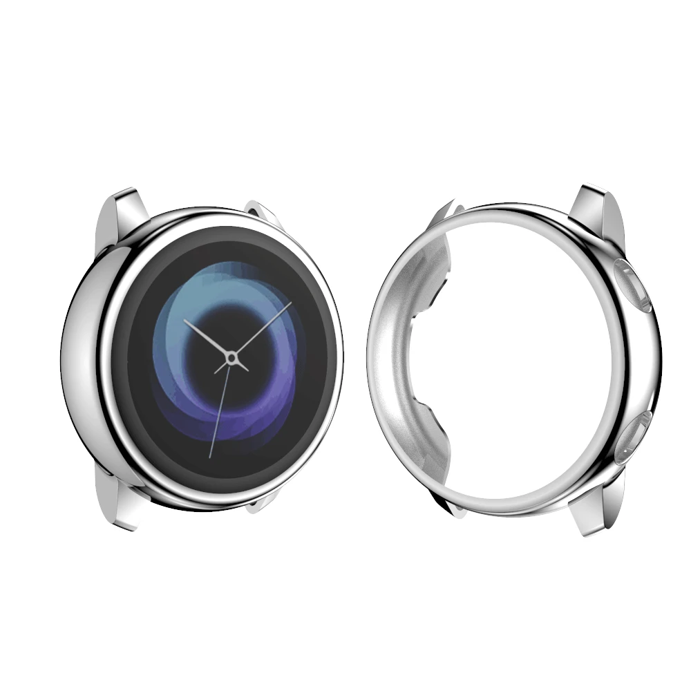Silver Чехол для samsung galaxy watch active чехол-бампер аксессуары протектор полный охват мягкий силиконовый защитный чехол для экрана - Цвет: Silver