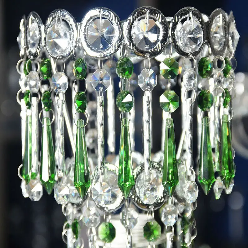2016 Chandelier Icicle Crystal 55mm Green with Two Bead Pendants Glass Drops Crystal Prisms for Chandeliers Wedding Decoratio