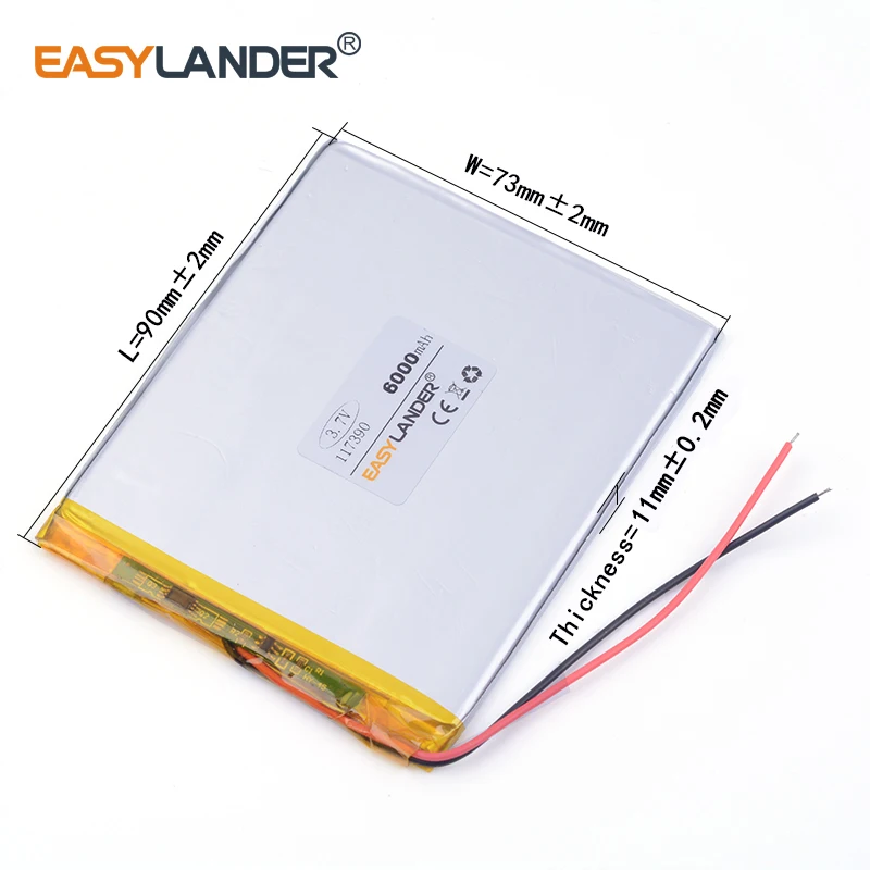 3 6 В аккумуляторная батарея 117390 6000 мАч для PAD GPS PSP DVD Power bank 7 &quot9&quot Tablet PC Naptop |